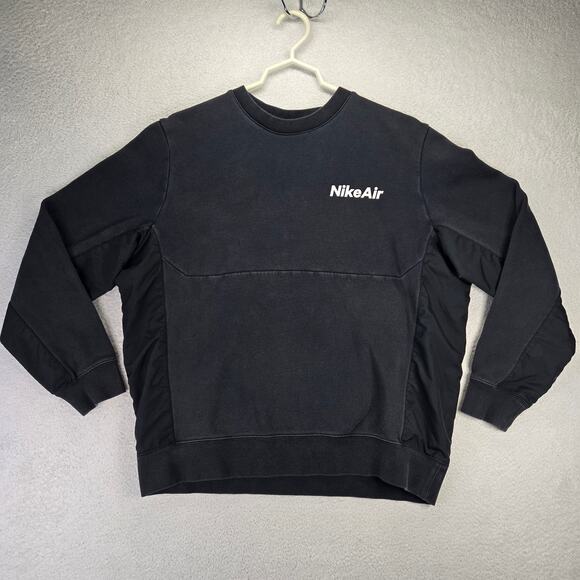 Nike Air Sweatshirts Mens L Black Fleece Crew Pull Over - Picture 1 of 10
